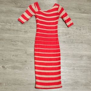 Stripped sweater dress.